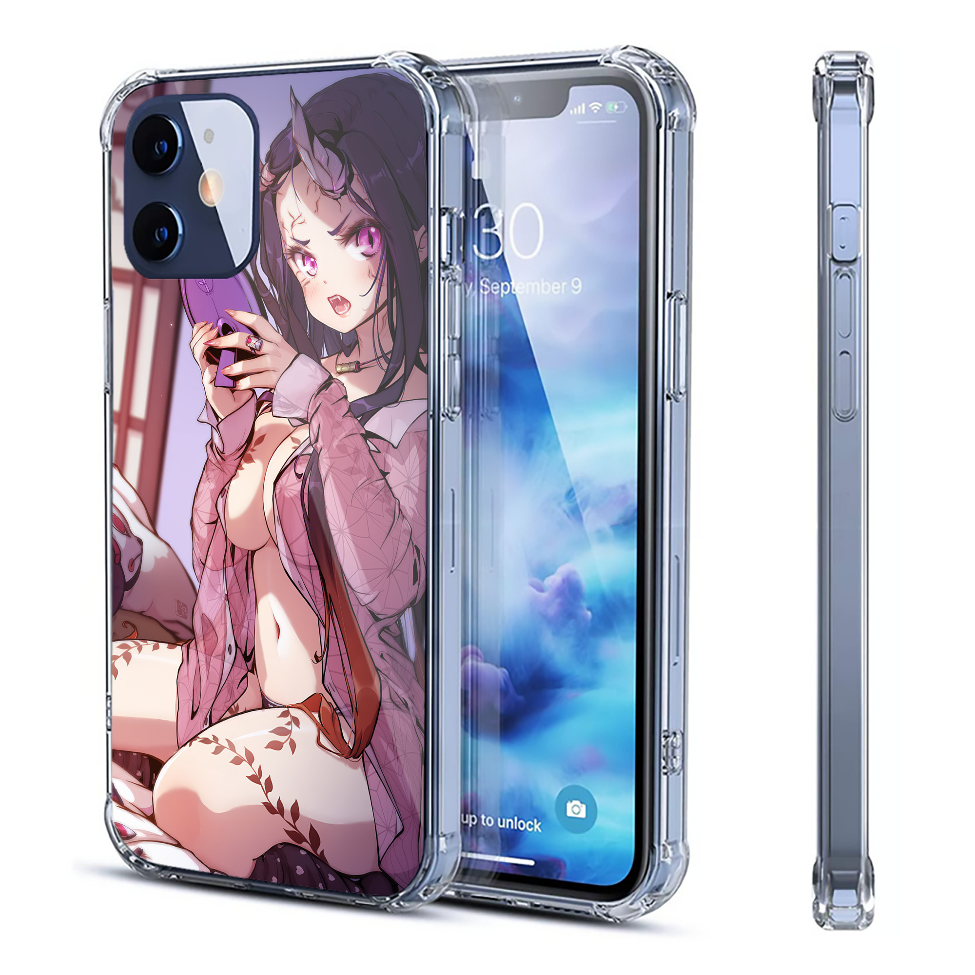 （画像用） 鬼滅の刃（きめつのやいば）竈門 禰󠄀豆子／かまど ねずこ Kamado Nezuko 【iPhone 12シリーズ対応】透明スマホケース（クリアソフトケース）